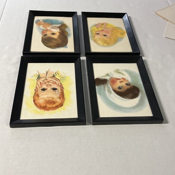 Vintage Francis Hook‎ Northern Mills Tissue Girls Original Prints 1960s 4 Framed - Picture 5 of 13